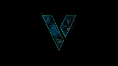 Futuristic V Logo with Cyber Tech Design on Dark Background 스톡 동영상 341917989