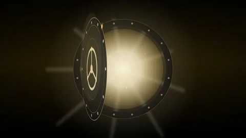 Futuristic vault mechanism opening with wheel Stockbeeldmateriaal 340053813