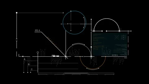 Futuristic Vector Analysis Dashboard With Circular Data Modules Coordinate Axes Video stock 341559920