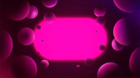 Futuristic vector gradient poster with glowing pink capsule on dark backgroun Stock Illustration