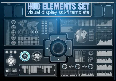 Futuristic Vector HUD Interface Screen Design. Digital callouts titles. 库存插图