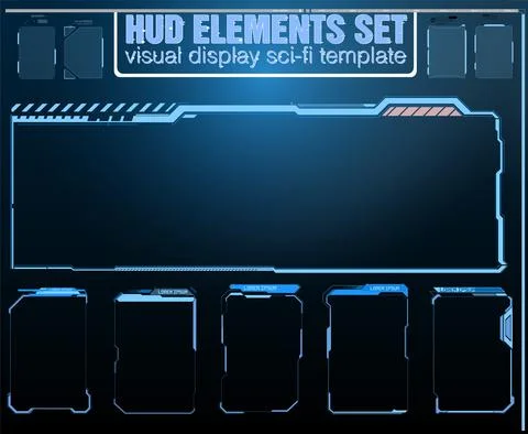 Futuristic Vector HUD Interface Screen Design. Digital callouts titles. Illustrazione stock