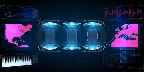 Futuristic Vector HUD Interface Screen Design. Digital callouts titles. Illustrazione stock