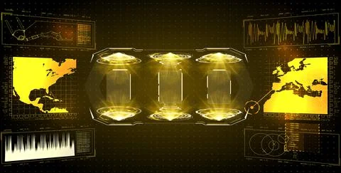 Futuristic Vector HUD Interface Screen Design. Digital callouts titles. Illustrazione stock