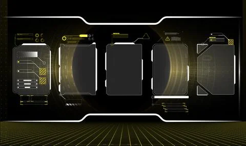 Futuristic Vector HUD Interface Screen Design. Digital callouts titles. 库存插图
