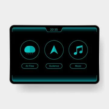 Futuristic vehicle dashboard UI with neon digital control interface Stock Illustration