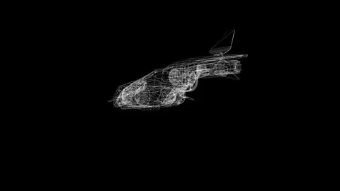 Futuristic Vehicle Wireframe Design in Black Void Background Atmosphere Stock Footage 341778648
