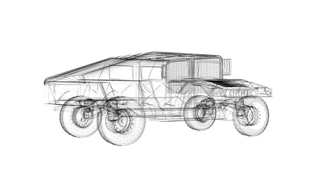 Futuristic Vehicle Wireframe Design Showcasing Technical Innovation 動画素材 344735197