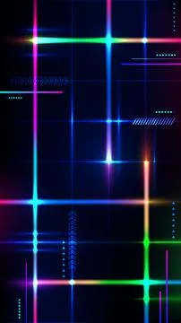 Futuristic vertical cyberpunk background with glowing neon grid lines tech .. Stock-Illustration