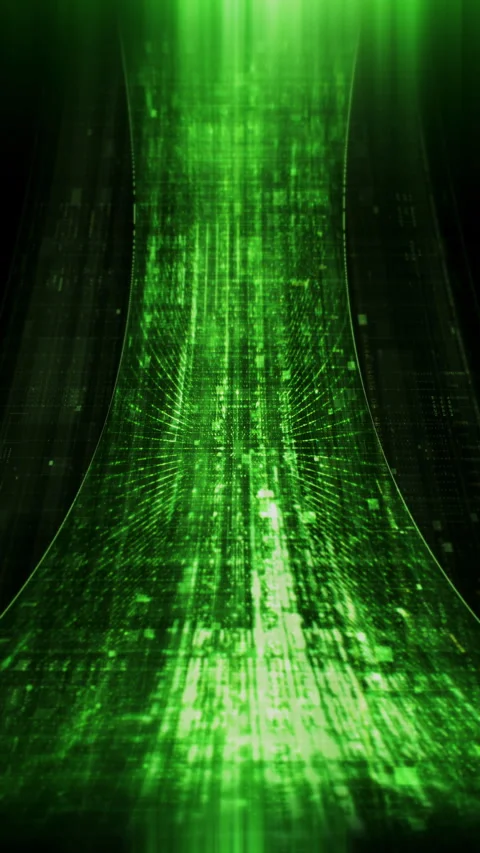 Futuristic vertical screen display matrix, hi-tech digital data telemetry with Video stock 334825723