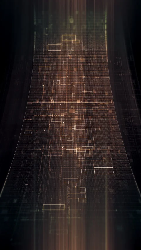 Futuristic vertical screen display matrix, hi-tech digital data telemetry with Video stock 334831044