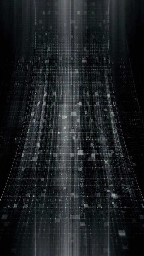 Futuristic vertical screen display matrix, hi-tech digital data telemetry with Video stock 335311711