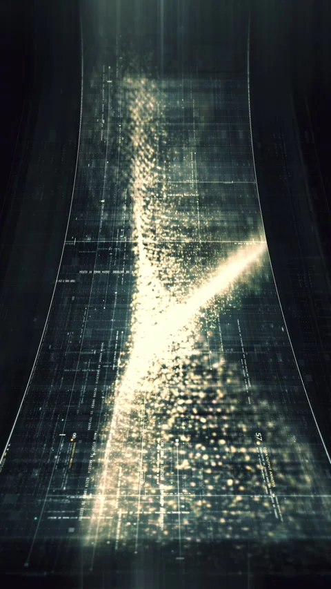 Futuristic vertical screen display matrix, hi-tech digital data telemetry with Video stock 335311884