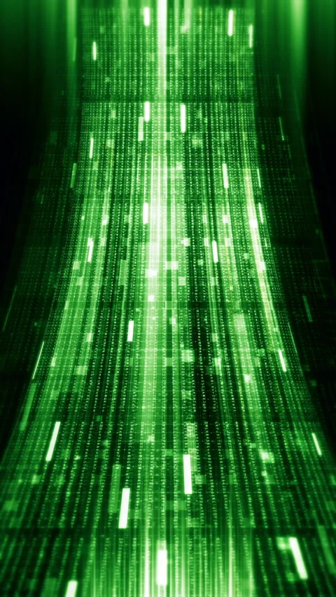 Futuristic vertical screen display matrix, hi-tech digital data telemetry with Video stock 335414048
