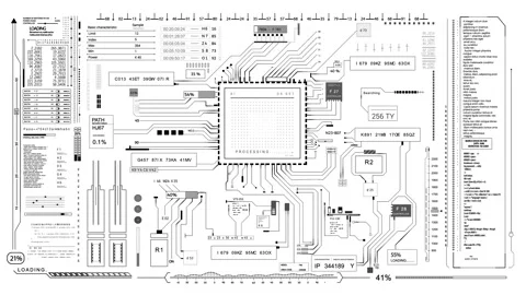 A futuristic video showing a computer circuit board with intricate details Stock Footage 267458477