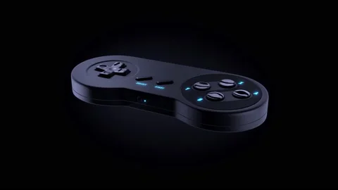 Futuristic videogame controller on black background 4k alpha matte Stock Footage 132266005