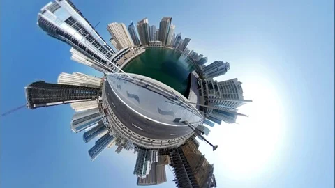 Futuristic view of the center of Dubai 2 Stock Footage 73589849