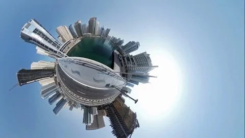 Futuristic view of the center of Dubai Stock Footage 73589850