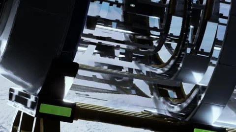 Futuristic View of a Complex Machinery Inside a High Tech Environment Stock Footage 347014481