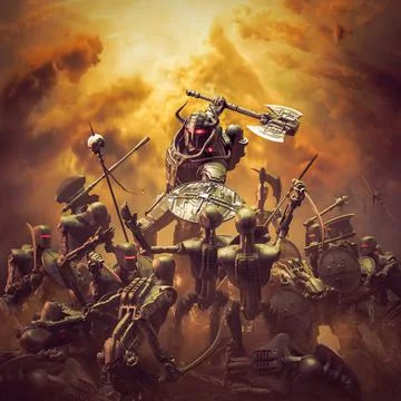 Futuristic viking in battle Illustrazione stock