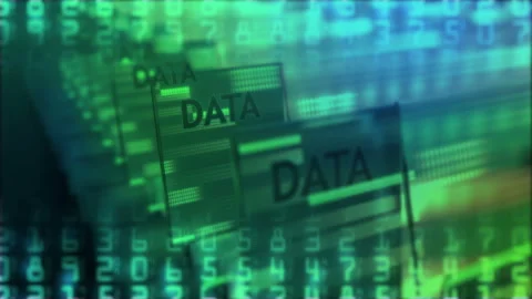 Futuristic virtual database of large amounts of sensitive data video motion Stock Footage 173094708