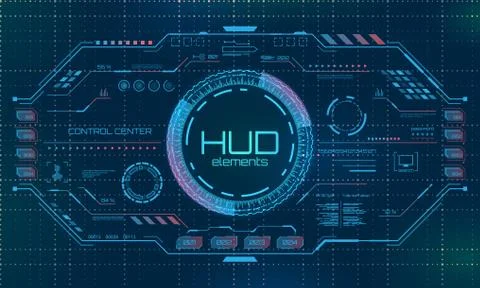 Futuristic Virtual Graphic User Interface, HUD Elements Illustrazione stock