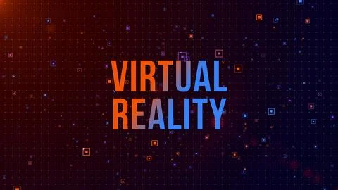 Futuristic Virtual Reality Digital Background with Glowing Grid Illustrazione stock