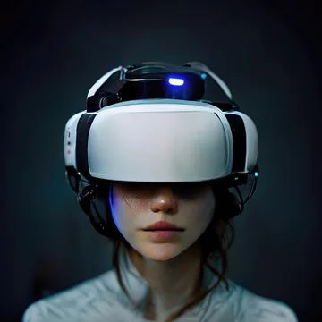 Futuristic Virtual Reality Headset, VR, Cyber Stock Illustration