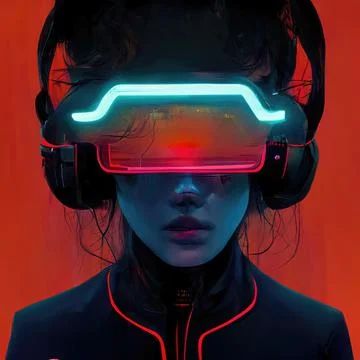 Futuristic Virtual Reality Headset, VR, Cyber Stock Illustration