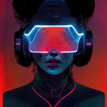 Futuristic Virtual Reality Headset, VR, Cyber Stock Illustration