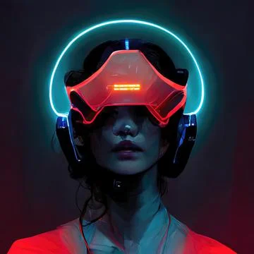 Futuristic Virtual Reality Headset, VR, Cyber Stock Illustration