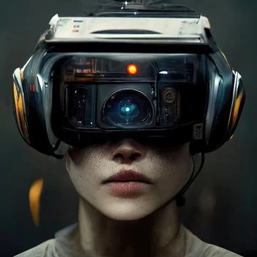 Futuristic Virtual Reality Headset, VR, Cyber Stock Illustration
