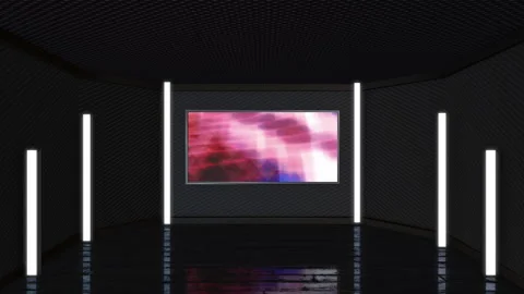 Futuristic Virtual Studio Background with Glowing Neon Screen Display Stock-Footage 348298556