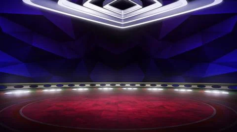 Futuristic virtual studio, TV show background. 6k, 3D rendering ideal for ... Foto stock