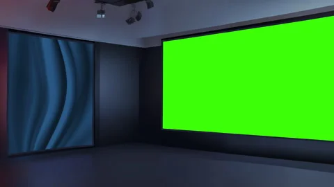 Futuristic Virtual TV Studio for Innovative News Coverage Stock Footage 233882285