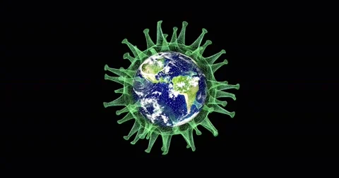 Futuristic virus rotating with absorbed planet earth inside. Stock Footage 124306497