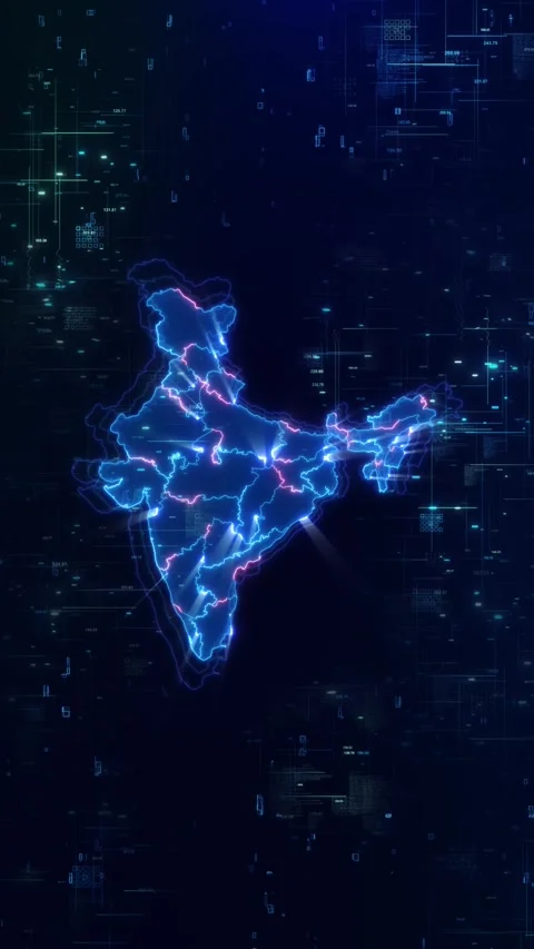 Futuristic visual India map outlines bur... | Stock Video | Pond5