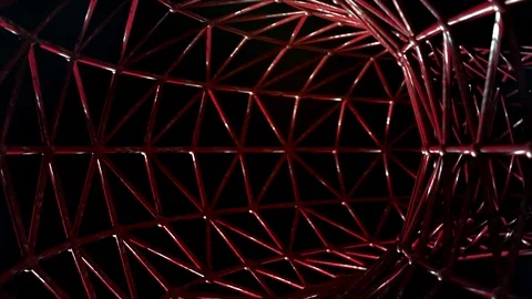 Futuristic Visualization: Loop Motion in the Triangular Grid Mesh Tunnel Video stock 113146201