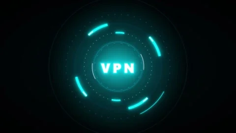 Futuristic VPN digital interface with glowing cyan concentric circles and d.. 動画素材 335826459