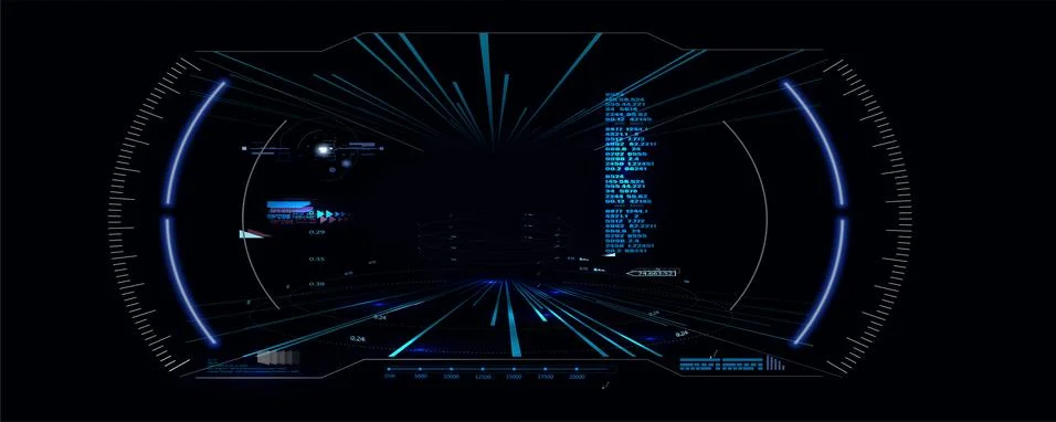 Futuristic VR Head-up Display Design. Sci-Fi Helmet HUD. Future Technology Stock Illustration