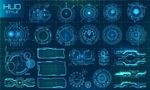 Futuristic VR Head-up Display Design. Technology Set Elements Illustrazione stock