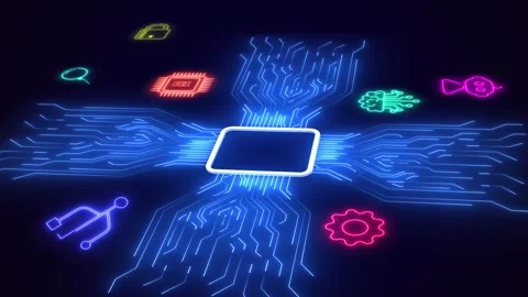 Futuristic VR Technology Neon Circuit Gaming Background Concept Video stock 325166195