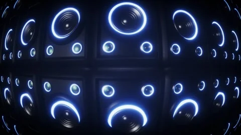 Futuristic Wall of Glowing Speakers Immersive Audio Visual Experience with .. Stock Footage 314067713