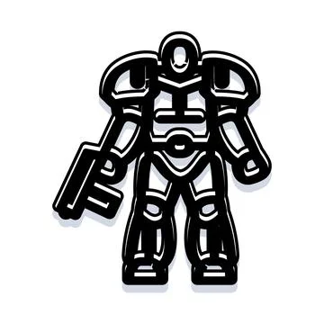 Futuristic warrior robot icon standing in armor silhouette Stock Illustration