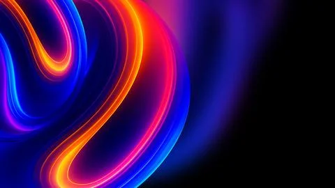 Futuristic Wave 3D Gradient Neon Background Dark Style Stock Illustration