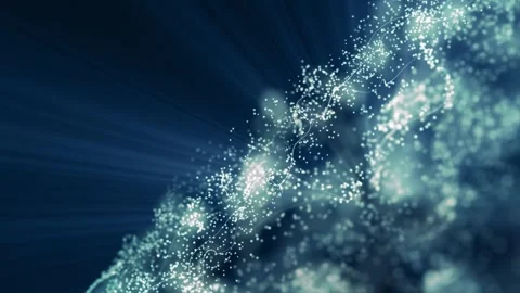 Futuristic wave background of glowing particles emitting bright rays of light Stock Footage 310325961