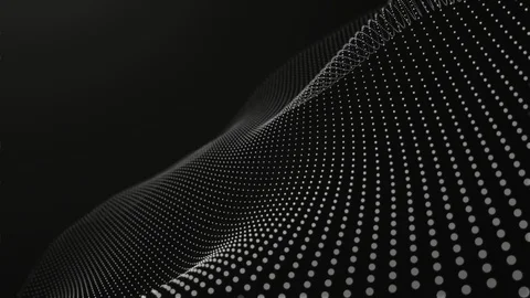 Futuristic wave digital dots data smooth seamless animation on dark background. Stock Footage