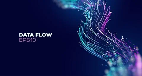 Futuristic wave, Futuristic data stream vector background. Data vortex stream Stock Illustration