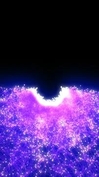 Futuristic wave of interconnected neon purple nodes and lines glowing in the  Stock Illustration