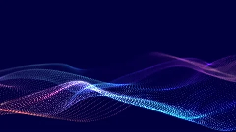 Futuristic wave with many dots. Abstract motion background of colored dots. Stock Footage 155346415